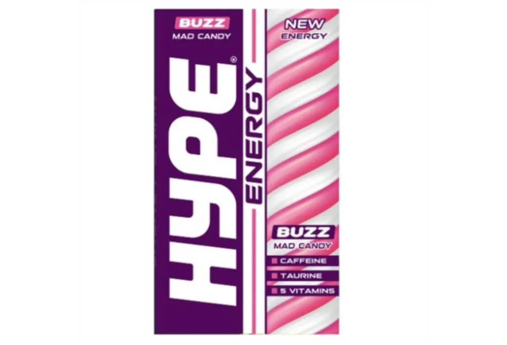 BUZZ MAD CANDY HYPE ENERGY NEW ENERGY BUZZ MAD CANDY CAFFEINE TAURINE 5 VITAMINS